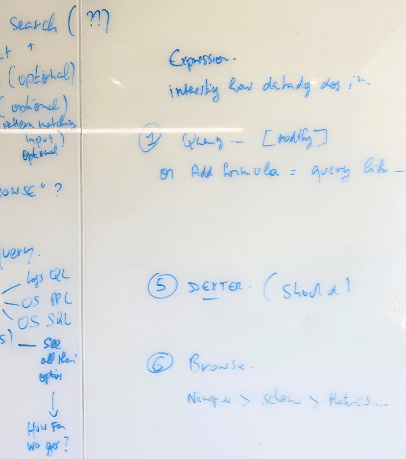 Whiteboard mapping progressive disclosure from builder mode to code mode
